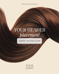 Elegant editable instagram posts. Brown hair wave graphic on light pink background. White swipe to discover button. Header white letters.
